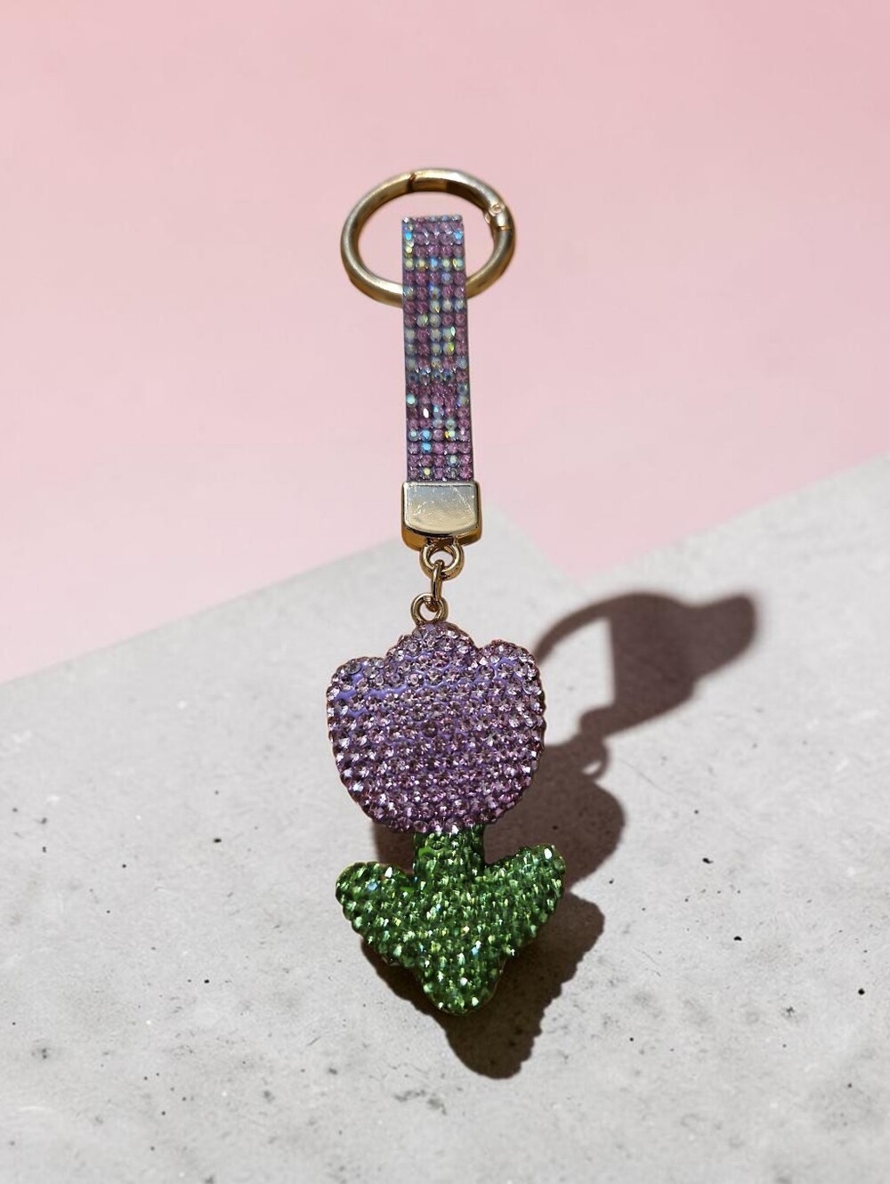 Sassified Boutique NWT Sparkling Purple & Green Flower Keychain Wristlet